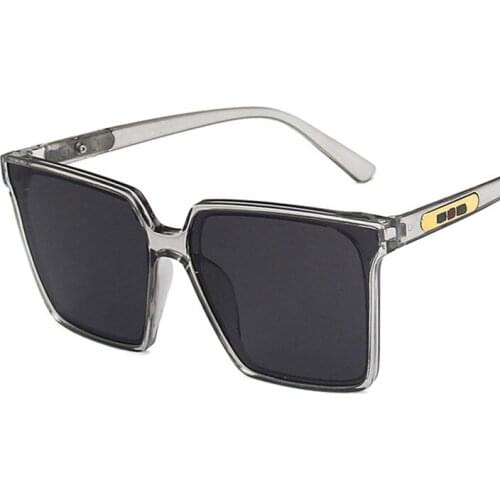 Fashion new women Big frame square plastic Sunglasses classic gray mirror sun glasses Anti-Reflective adult glasses uv400