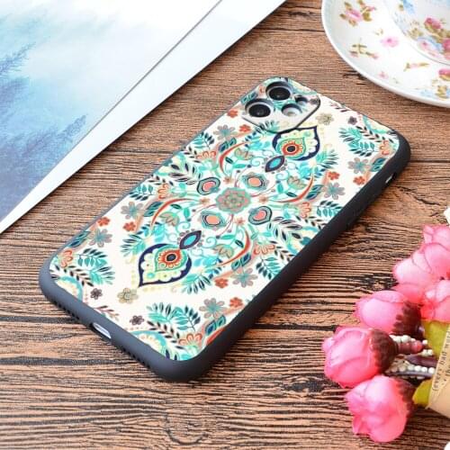 For iPhone Modern Folk In Jewel Colors Print Soft Matt Apple iPhone Case