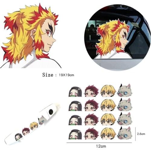 Demon Slayer Car Sticker Kamado Tanjirou Nezuko Cartoons Car Decals Windshield Windows Anime Stickers Personality Assessoires