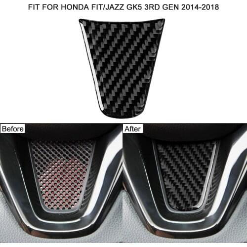 Car Steering wheel Stickers Fit for Honda Fit/Jazz GK5 3RD GEN 2014-2018 Carbon Fiber Material Vehicle Bearing Circle Trim