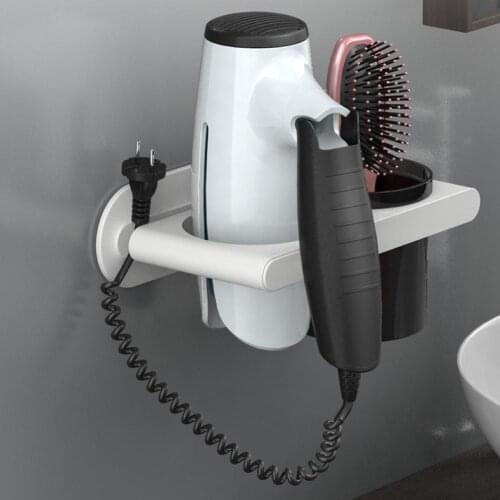 Home Bathroom Wall-mounted Hair Dryer Holder Shelf Storage Stand Organizer Rack