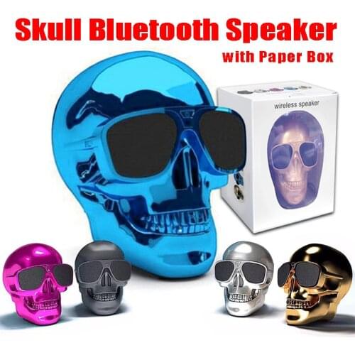 New Style Skull Head Shape Portable Wireless Bluetooth Speaker Super Heavy Bass Speakers Rechargeable Battery Music Player