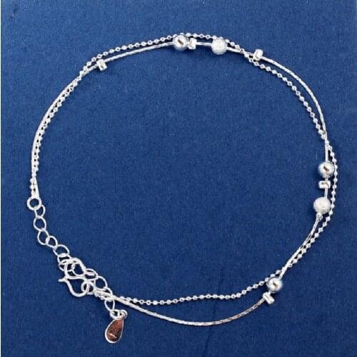 Stamped Silver Plated Stars Anklet Double Layer Plata Charms Ankle Bracelet Jewellery for Women Foot Jewelry Tobillera De Prata
