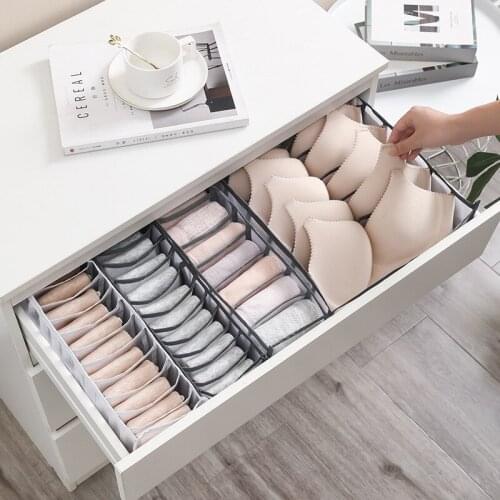 Bra Organizer Box Dormitory Home Closet Drawer Organizers for Underwear Bra Socks Cabinet Separated Foldable Storage Box
