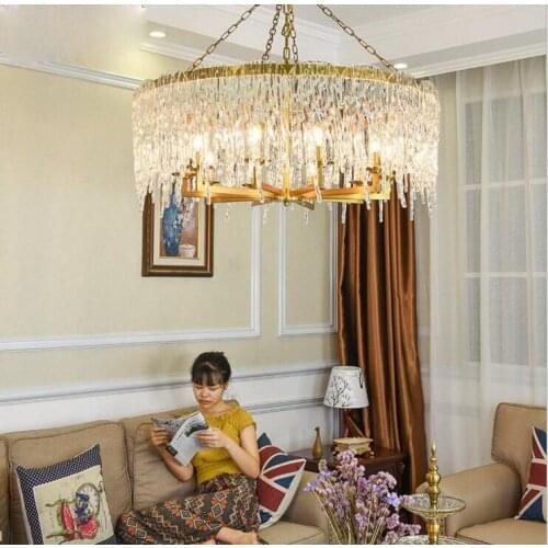 Postmodern personality creative round living room dining room bedroom chandelier copper French American style European led lamps