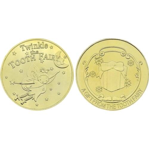 Gold Plated Coin Twinkle Tooth Fairy Commemorative Metal Coins Children Tooth Exchange Collection Gift Souvenir