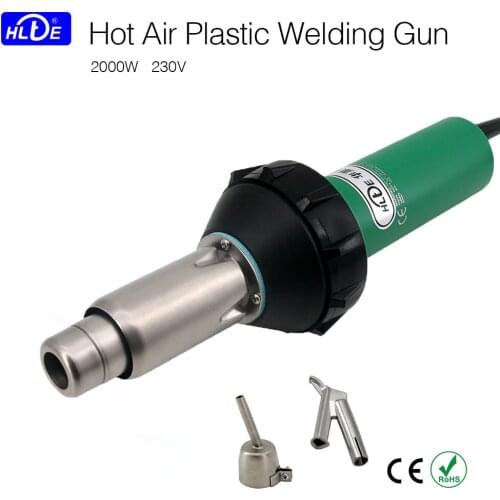 HLTE 230V 2000W Handheld Plastic Hot Air Welding Gun Plastic Welder With Accessories 5mm round nozzle speed welding nnozzle