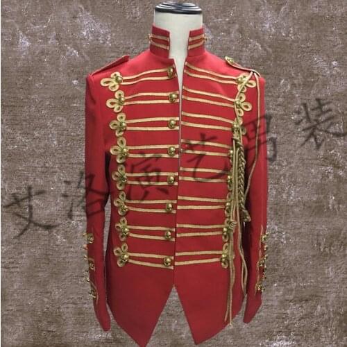 S-3xl New Men Clothing Fashion Slim Dj Plus Size Red Coat Jacket Vintage Dj Bar Party Wear Casual Blazers Singer Stage Costumes