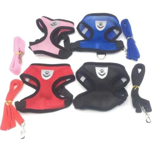 Breathable Small Dog Pet Harness and Leash Set Puppy Cat Vest Harness Collar For Chihuahua Pug Bulldog Cat arnes perro
