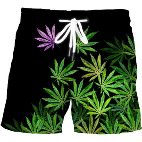 CLOOCL 3D Leaf Print Shorts Full Printed Casual Board Shorts Creativity Fashion Beach Mens Pants Harajuku
