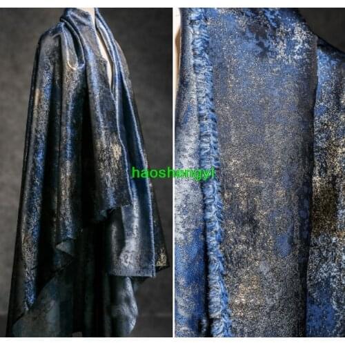 Blue gilt double-sided gradient jacquard retro texture creative clothing fabric