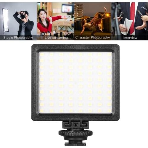 LED Video Light Panel On-Camera 5600K Dimmable Lamp Adjustable Brightness Flash Light with Cold Shoe Mount for Photography Live
