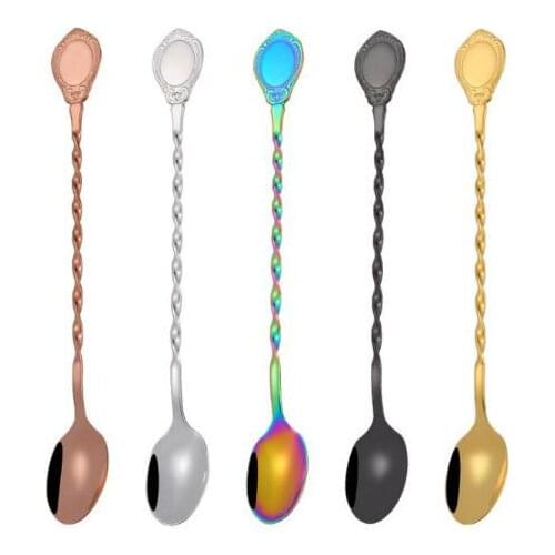 Creative spiral long handle bar stir spoon 304 stainless steel mixing cocktail spoon bartender bar tools free shipping