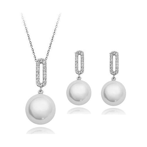 Ociki Rose Gold Color Simulated Pearl Pendant Chokers Necklace and Earrings Jewelry Set for Women Girls Drop Shipping Fashion