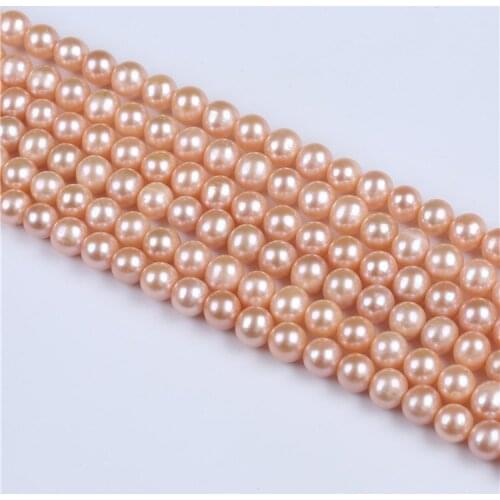 Factory sale 9-10 mm pink round Potato Freshwater Pearls Beads String