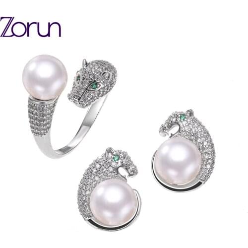 Zorun Real Natural Freshwater Pearl sets Jewelry 9mm Copper with White/Yellow Gold Filled Accessories for Women New Design
