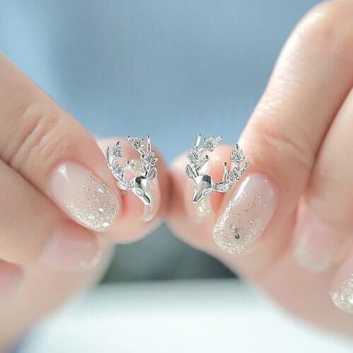 1 Pair Cute Christmas Ornaments Stylish Christmas Elk Crystal Deer Stud Earrings Jewelry For Gift Christmas Ornaments Christmas