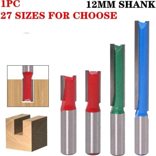 1pc 12mm Shank Straight Router Bits Woodworking Carving 2 Flute Wood Engraving Milling Cutter Carbide CNC Bits
