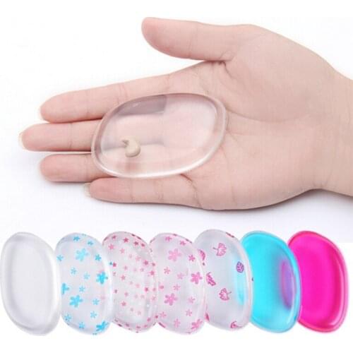 1pc Makeup Tool Clear Silicone Powder Puff Ellipse Jelly Cosmetic Puff Not Sponge Powder Puff Zero Waste BB CC Cream