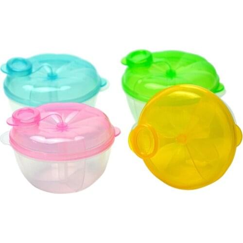 1Pcs Three-grid Rotating Milk Powder Box Apple Shape Food Grade Baby Snack Food Storage BoxPP Baby Milk Powder Box