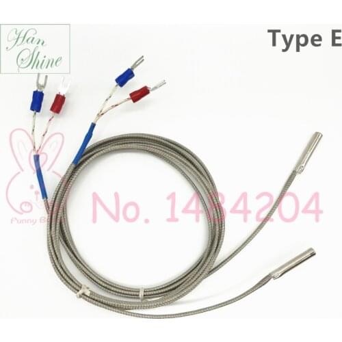 2x E Type Temperature sensor probe 5mm*30mm 1.5m Metal Shielded Wire Thermocouple 0-400 Degree Celsius 2 PCS