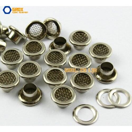 200 Set 8*4.5*5mm (Outer diameter * Inner diameter * Height) Silver Round Eyelet Grommet with Steel Mesh Inside