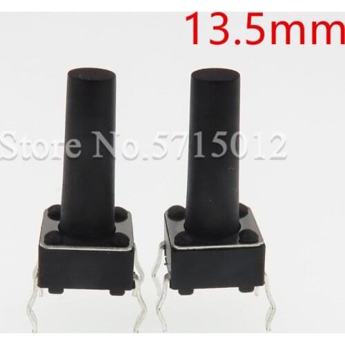 200pcs/lot 6*6*13.5mm Micro Push Button Switch Tactile Tact Switch 4pin Black 6x6x13.5mm vertical Copper foot