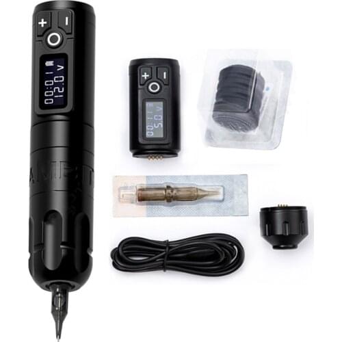 2021 New Arrival Ambition Wireless Tattoo Machine Pen Brush Coreless Motor With Extra Battery RCA Adapter Kit Free Shipping