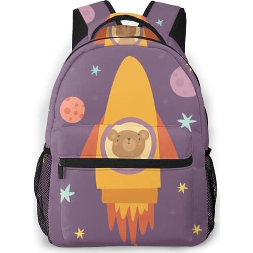 2021 Backpack Women Shoulder Bag Bear Flying Rocket Fashion School Bag For Teenage Girl Backpacks Travel Bag
