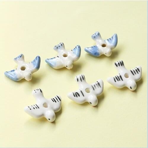 4pcs New Fashion Cute Animal Female beads ceramic swallow perforated beads jewelry earrings ornaments bracelet accessories