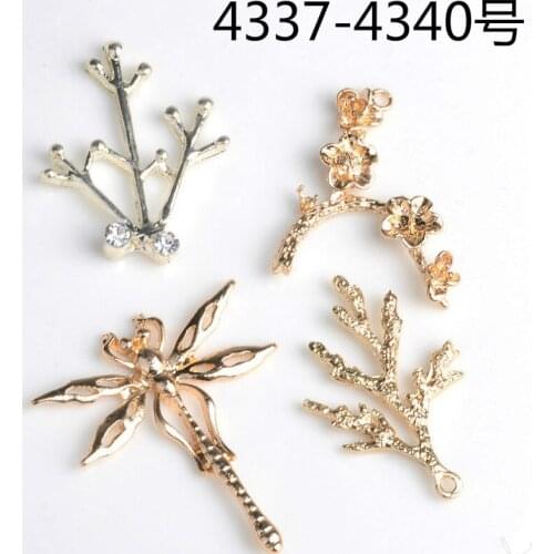 50pcs Charms leaf branch Gold Color Zinc alloy Dragonfly pendant fit, for DIY Handmade bracelet necklace