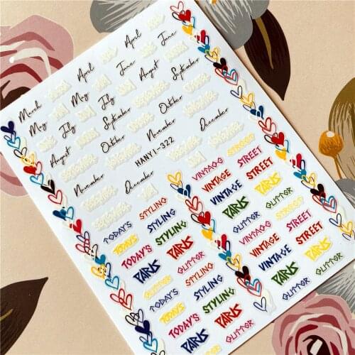 English Alphabet,Words, Letter, Series 3D Back glue Nail decal Nail sticker Nail decoration Nail art Nail tool Nail ornament