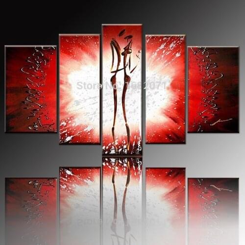 Free Shipping Artist Hand-painted High Quality Modern Abstract Lover Oil Painting On Canvas Modern Black and Red Oil Painting