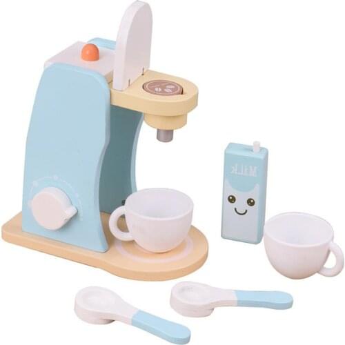 Wooden Simulation Kitchen Toy Children Pretend To Cook Play House Coffee Machine Toy Baby Early Education Fun Gift Toys