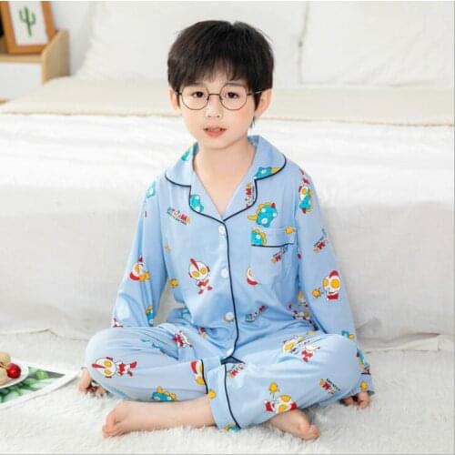 Childrens Pajama Set Cotton 2021 Winter Kids Long-sleeved PJS Boys Sleepwear T-shirt+Pant Clothing Sets Girl Clothing Nightsuit