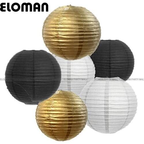 ELOMAN 20-40cm gold silver China Paper Lantern Festival Supplies Birthday Wedding Party decor gift craft DIY Lampion Lantern