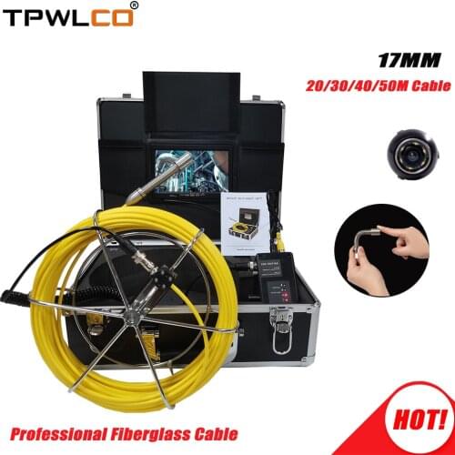 Drain Pipe Inspection Camera Endoscope System With 17mm Camera Head DVR 7" Monitor 20/30/40/50M Cable