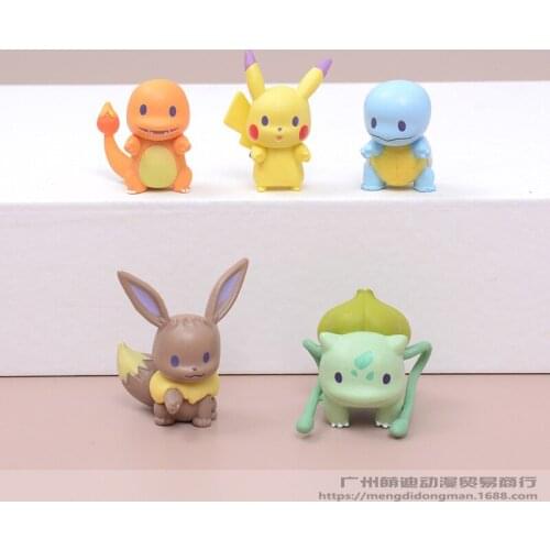 5Pcs Tomy Pokemon Pet Collection Pikachu Squirtle Bulbasaur Charmander Vulpix Eevee Abra Litten Anime Figures Dolls Model Toys