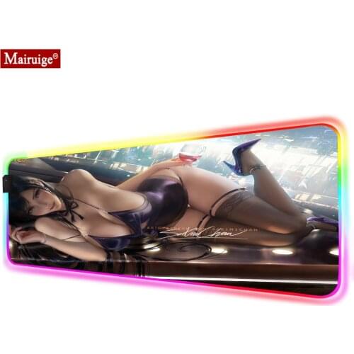 Tifa Lockhart Sexy Girls Led Mousepad RGB Geme Mouse Pad Anime Xxl Gaming Desk Mats for Laptop Table Pads Mat Mouse 900x400cm