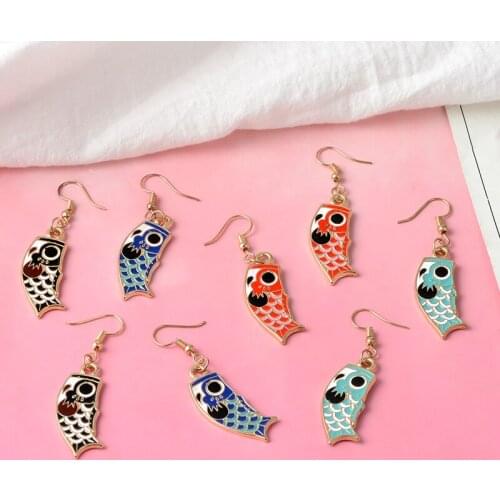 Colorful Earrings Cute Fish Dangle Earrings For Women Symbolizes Lucky earrings For Festival Gift Wholesale Fashion Jewelry