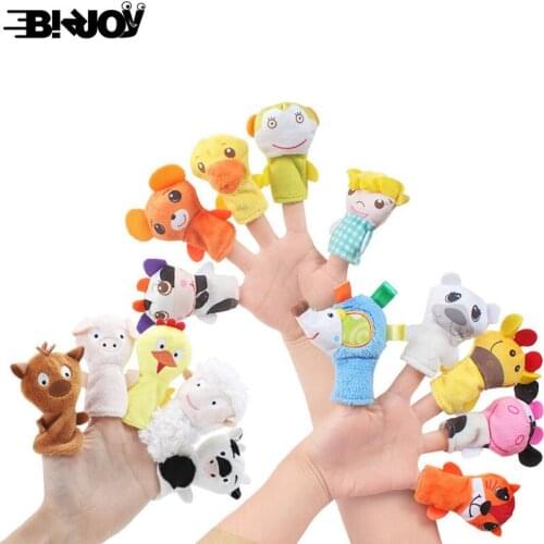 New 7.5cm Lovely Cartoon Animal Finger Doll Hand Puppets Glove Plush Toys with Baby Early Education Comfort Children Puzzle Toys