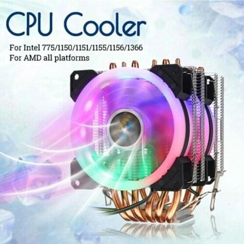 Lanshuo CPU Cooler 6 Heatpipe 4-Pin RGB 2 Fans for In-Tel 775/1150/1151/115 U8Z6