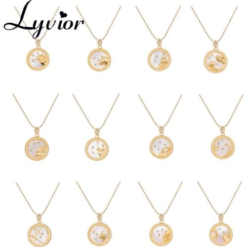 Lyvior 925 Silver Aries Taurus Gemini Cancer Leo Virgo Libra Scorpio Sagittarius Capricorn Aquarius Pisces 12 Zodiac Necklace