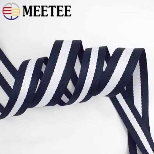 Meetee 5meters 20-50mm Polyester Stripes Webbing for Bags Belt Strap Ribbon Tape DIY Garment Home Decor Band Sewing Accessories