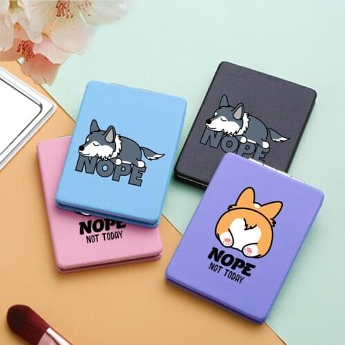 Fashion Makeup Mirror with Double Sides Cartoon Funny Dog Magnifying Pocket Compact Cosmetic Vanity Mirrors Lustro Do Makijazu