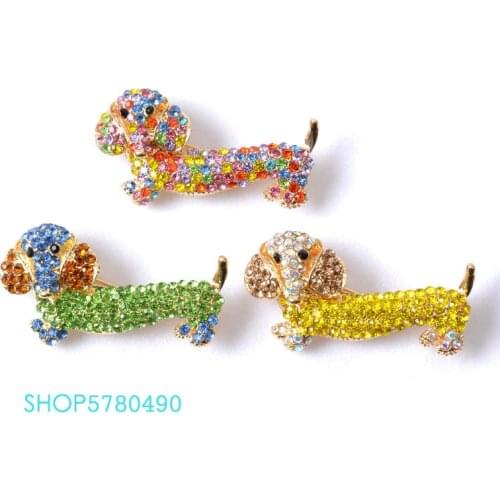 Fashion Jewelry Mix Color Rhinestone Poodle Brooch for Lady Breast Alloy Pin Cute Dog Brooch Women Coats Garments Accessory
