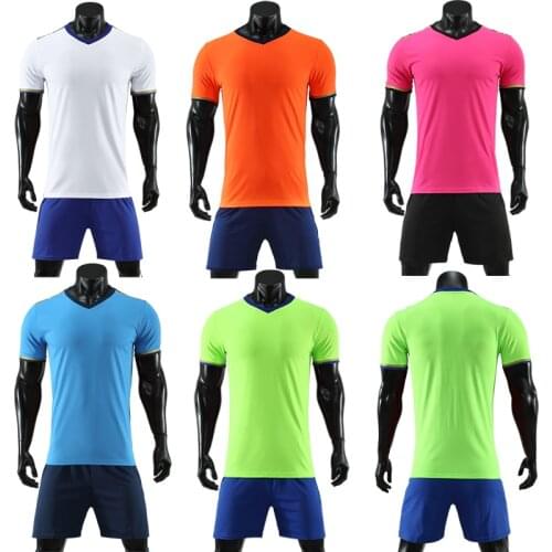 Men short sleeve orange soccer jersey adult pink football uniform kids soccer shirt boy sport jerseys set DIY name OEM number