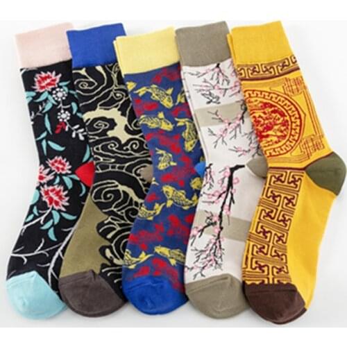 Autumn Winter New Mens Socks Fashion Long Cotton Socks Chinese Style Series for Women Leisure Jacquard носки женские meias