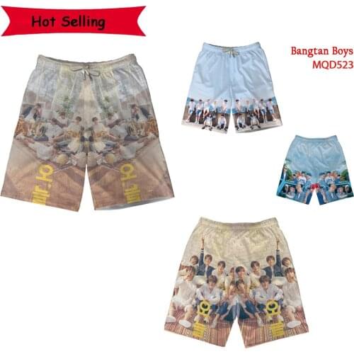 Popular Star Bangtan Boys Cosplay Short Trunks Men Streetwear 3D Print Summer Beach Pants Short Sport Swimwear Pant Cropped Pant