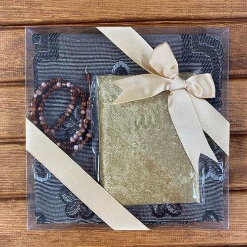 Gray gold prayer rug set muslim prayer carpet portable simply mawlid set travel mat Yasin Sharif rosary mevlud musluman